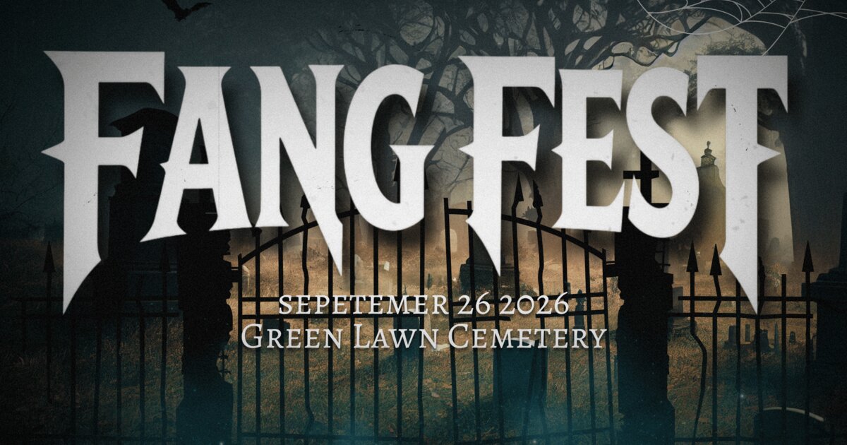 Fang Fest promotional art for the Green Lawn Cemetery horror street faire