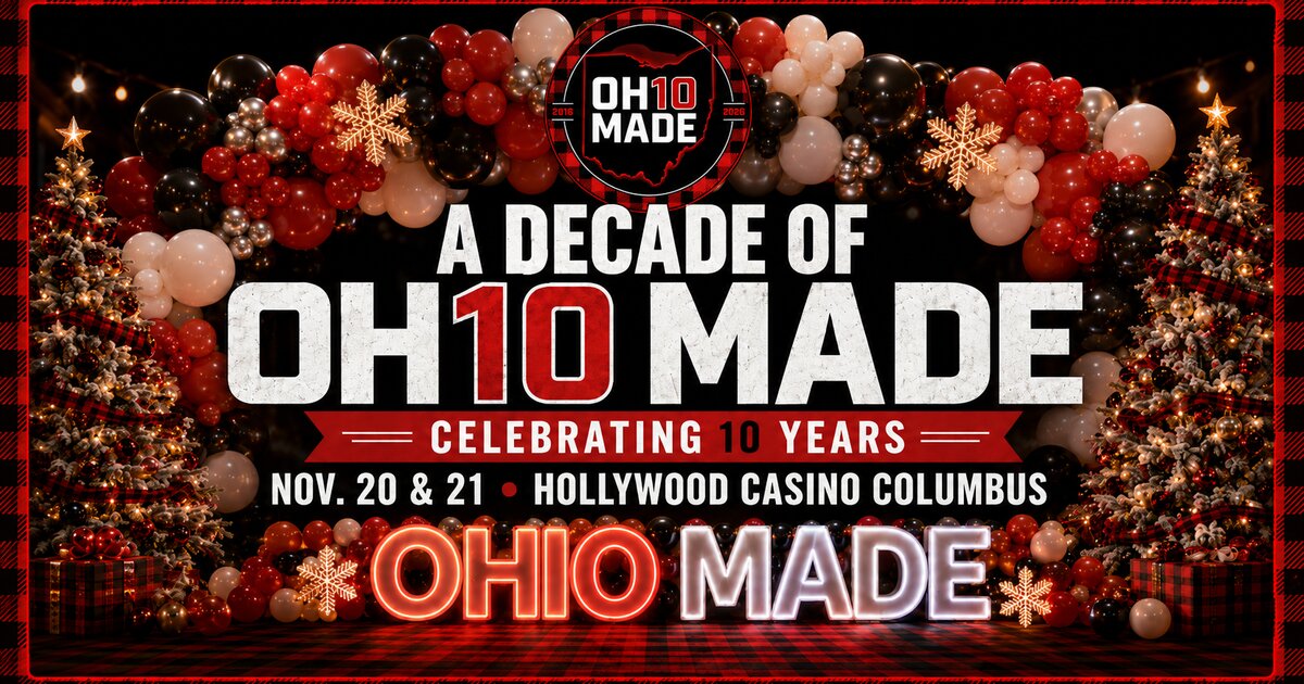 Ohio Made Holiday Market promotional display of handmade gifts and vendors