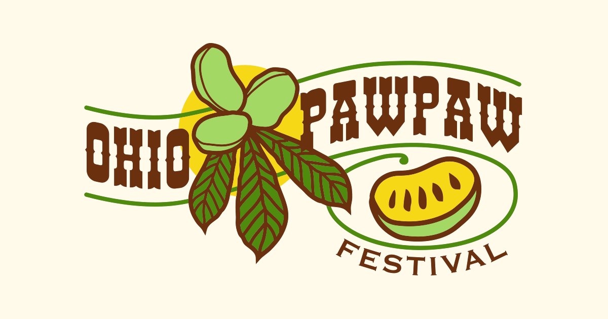 Fresh pawpaw fruit and outdoor festival food stalls