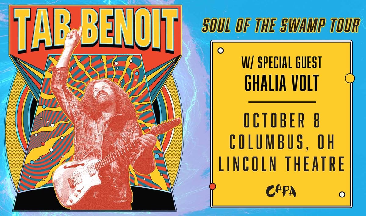 Tab Benoit Soul of the Swamp Tour concert promo art