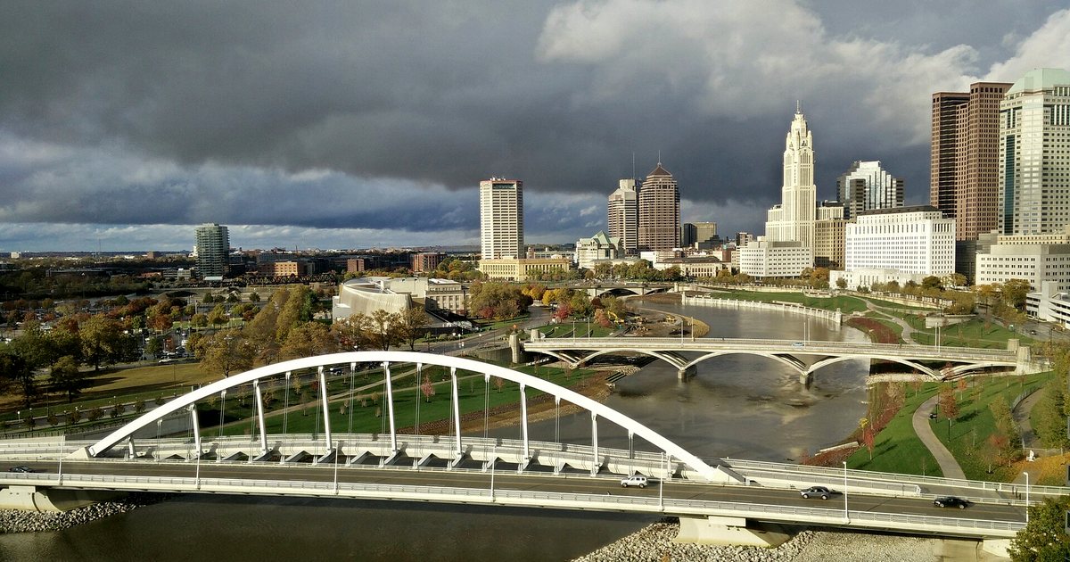 Dorrian Green along the Scioto Mile during a winter community festival