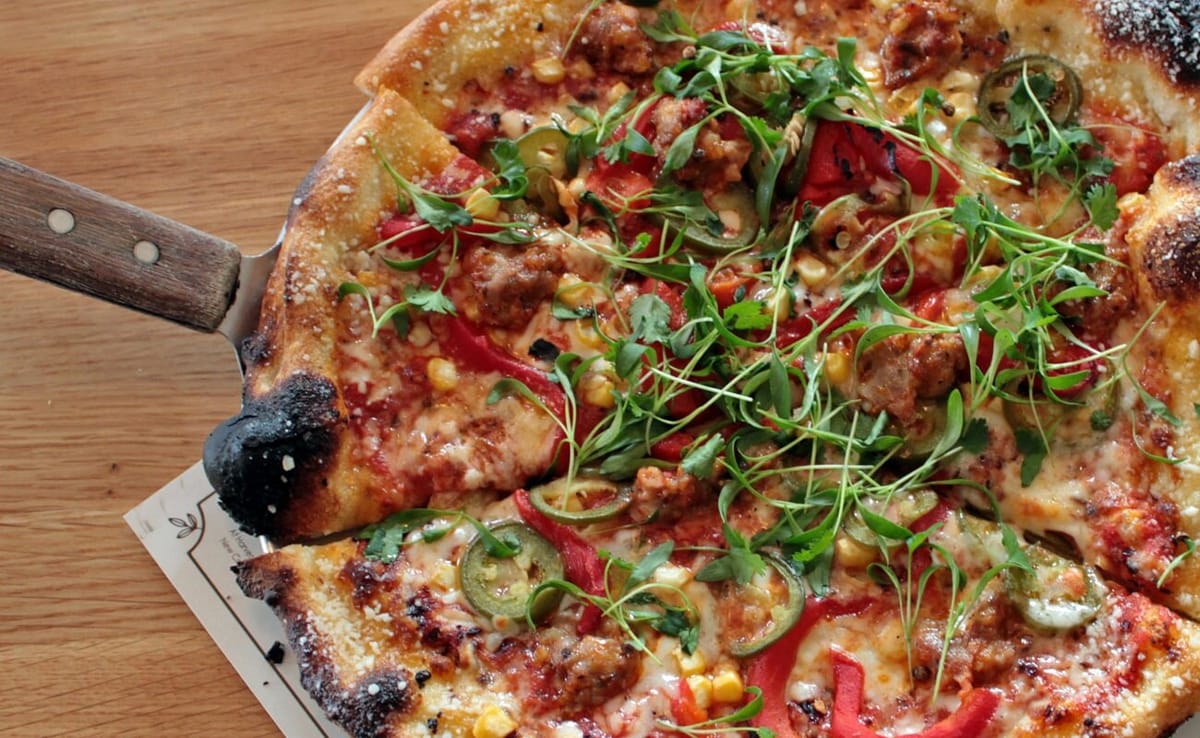 Harvest Pizzeria pizza in Columbus, Ohio, photographed for a local food feature