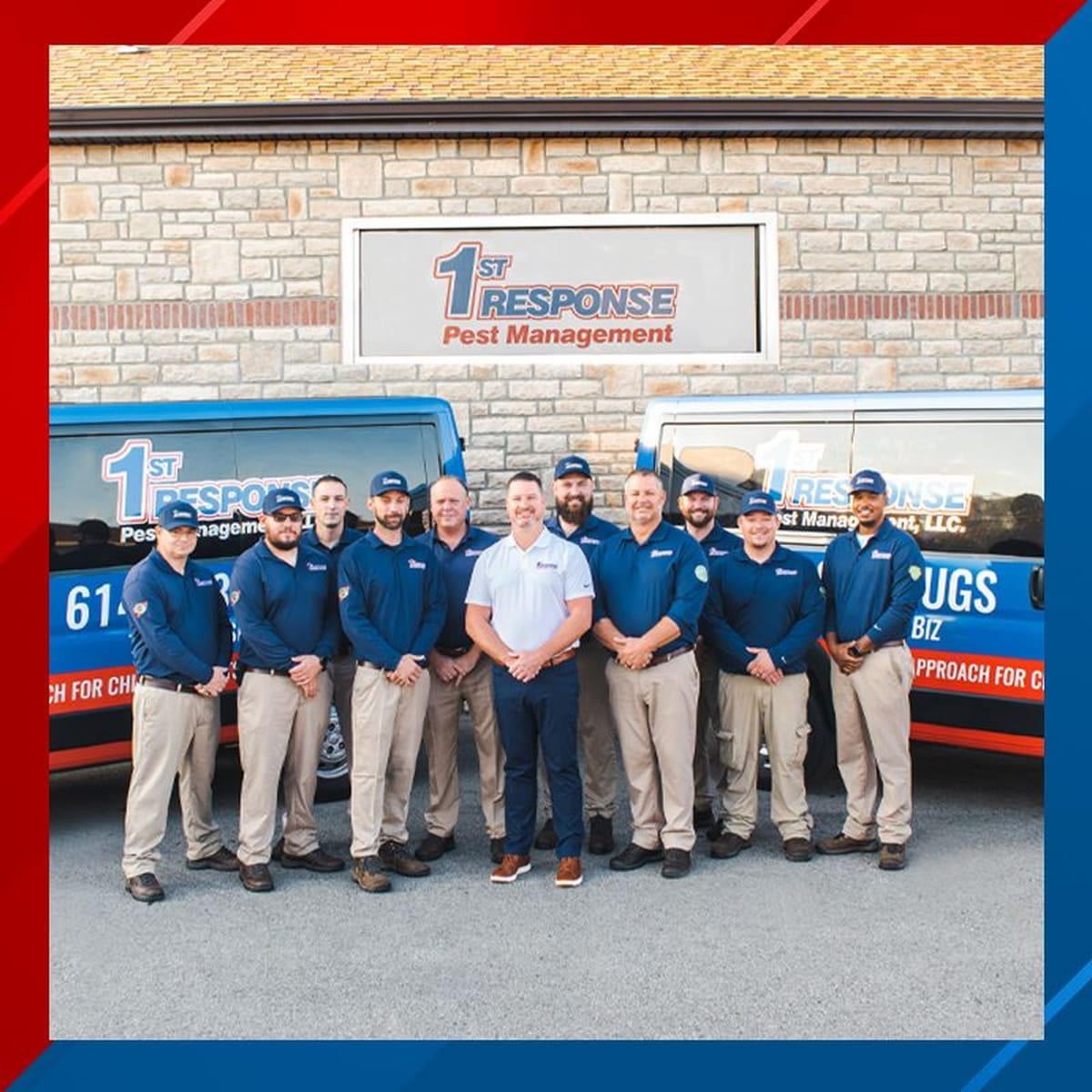 1st Response Pest Management team with branded vans for Best Pest Control in Columbus