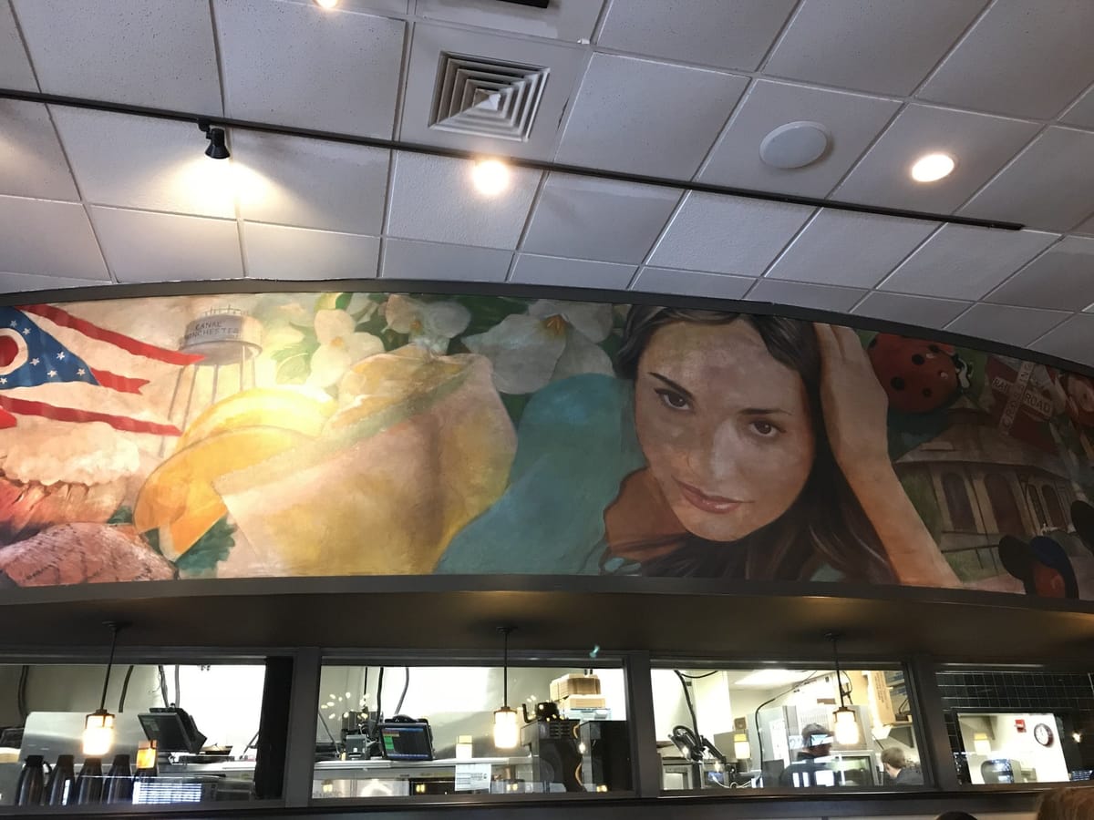 Canal Winchester mural inside the closed O'Charley's restaurant on Gender Road