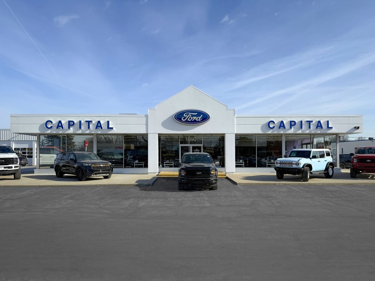 Capital Ford of Columbus storefront at 1090 South Hamilton Road with Fords on the lot