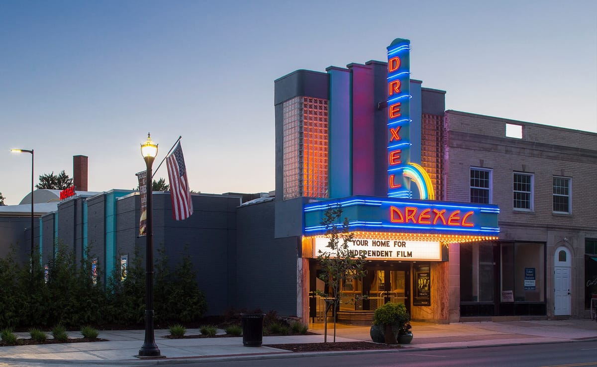 Drexel Theatre neon marquee on East Main in Bexley