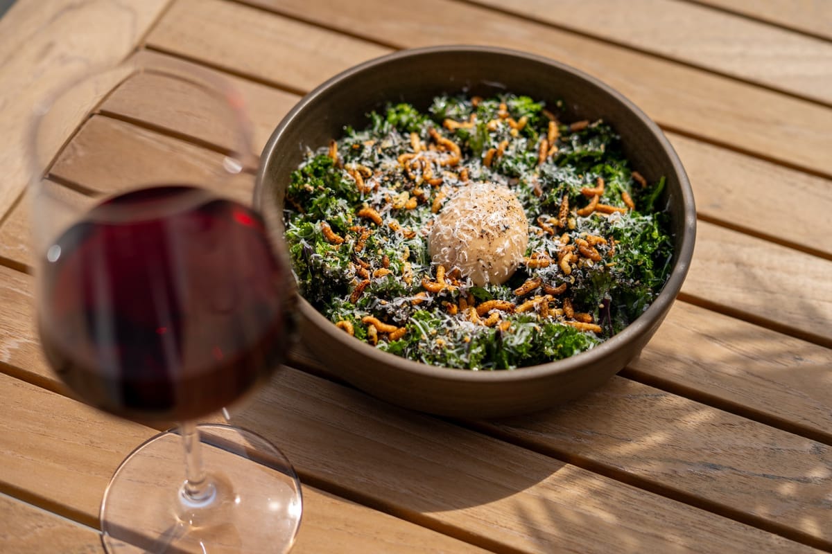 Shareable plate and red wine at Lani Rooftop Lounge in Powell