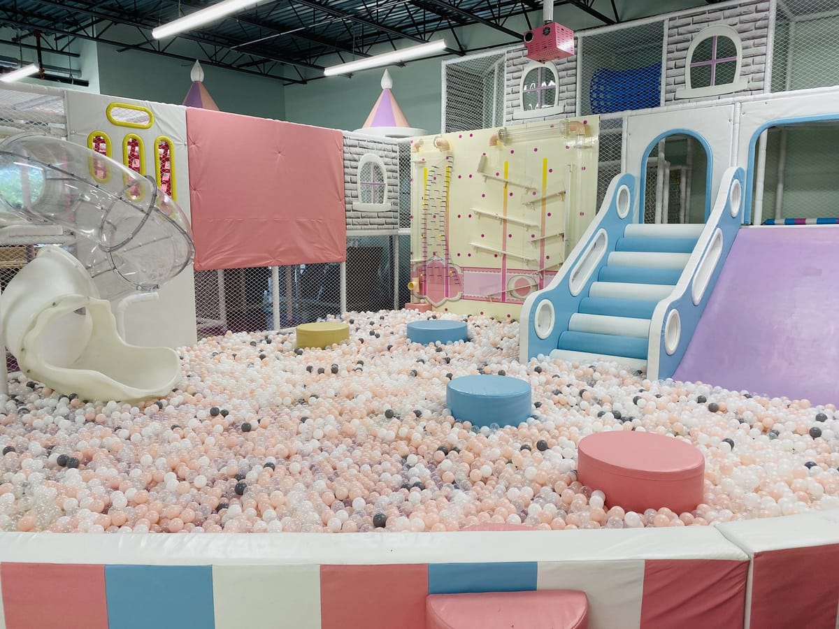 Momi Land pastel soft-play ball pit and slides