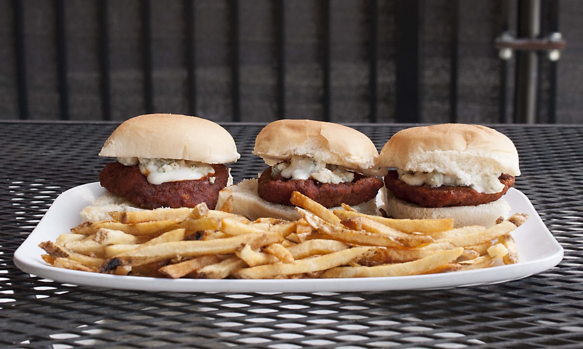 Powell Bar and Grill boneless buffalo chicken sliders with fries