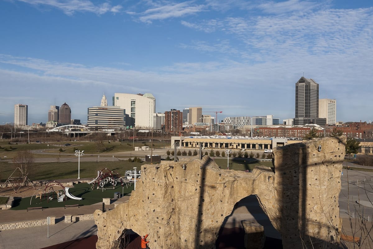 Downtown Columbus skyline from Scioto Audubon Metro Park
