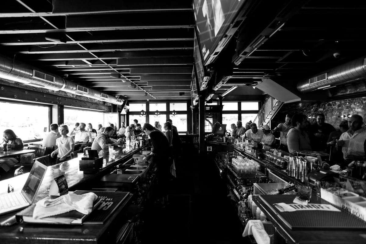 Grandview Cafe busy bar and dining room interior