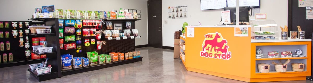 Reception and retail floor at The Dog Stop Franklinton on West State Street