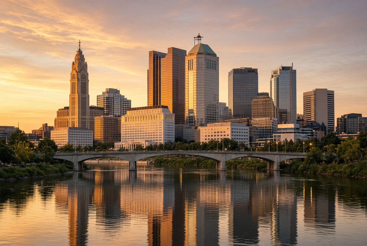 Columbus skyline at dusk